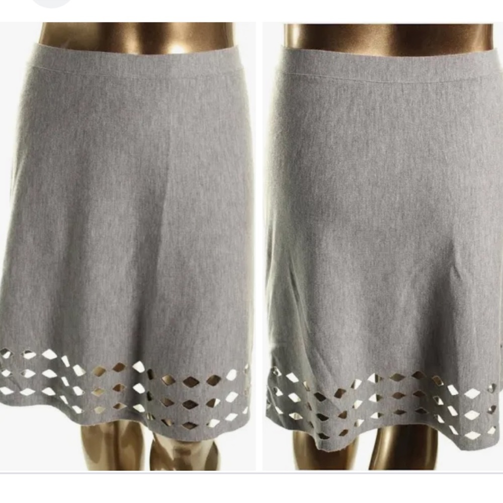 Elie Tahari Gray Laser Cut Wool Skirt